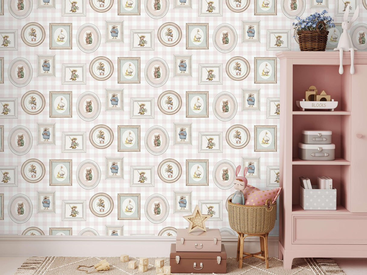 Veer Decor Woodland Gallery Pink Wallpaper