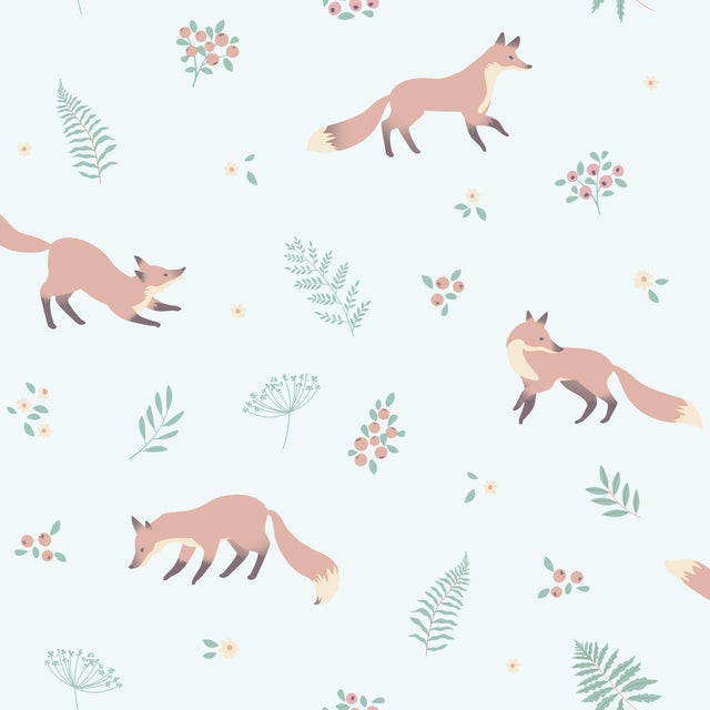 Veer Decor Fox and Fern Green Wallpaper