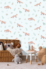 Veer Decor Fox and Fern Green Wallpaper