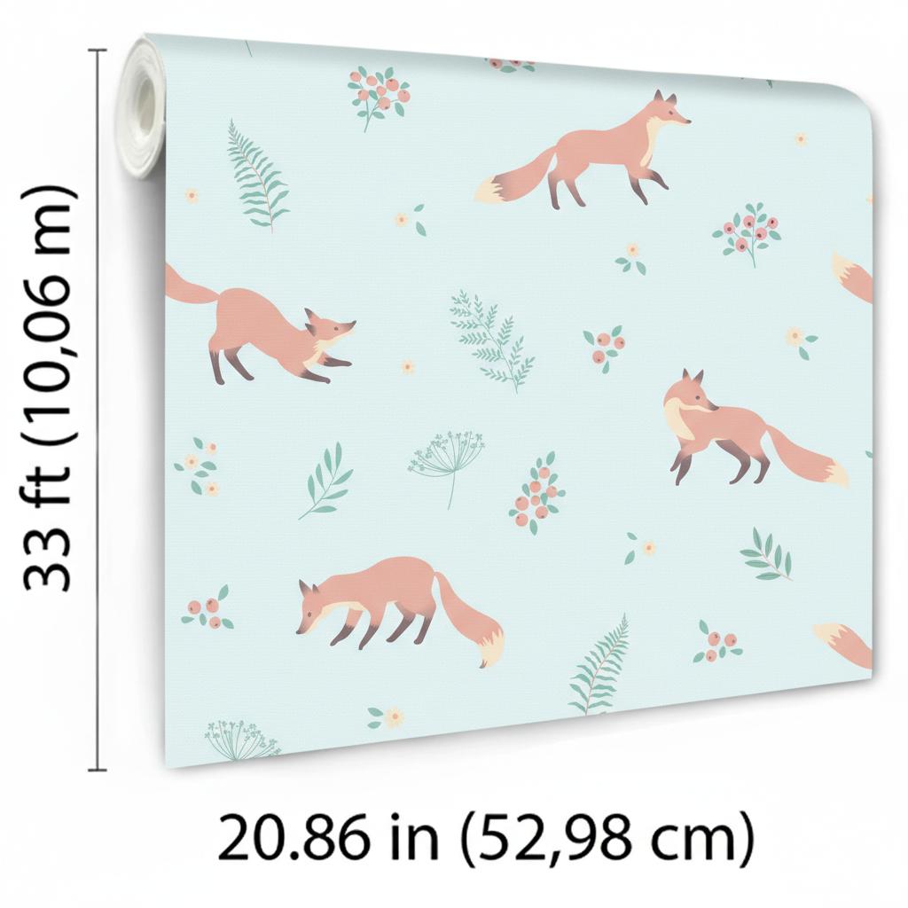 Veer Decor Fox and Fern Green Wallpaper