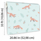 Veer Decor Fox and Fern Green Wallpaper