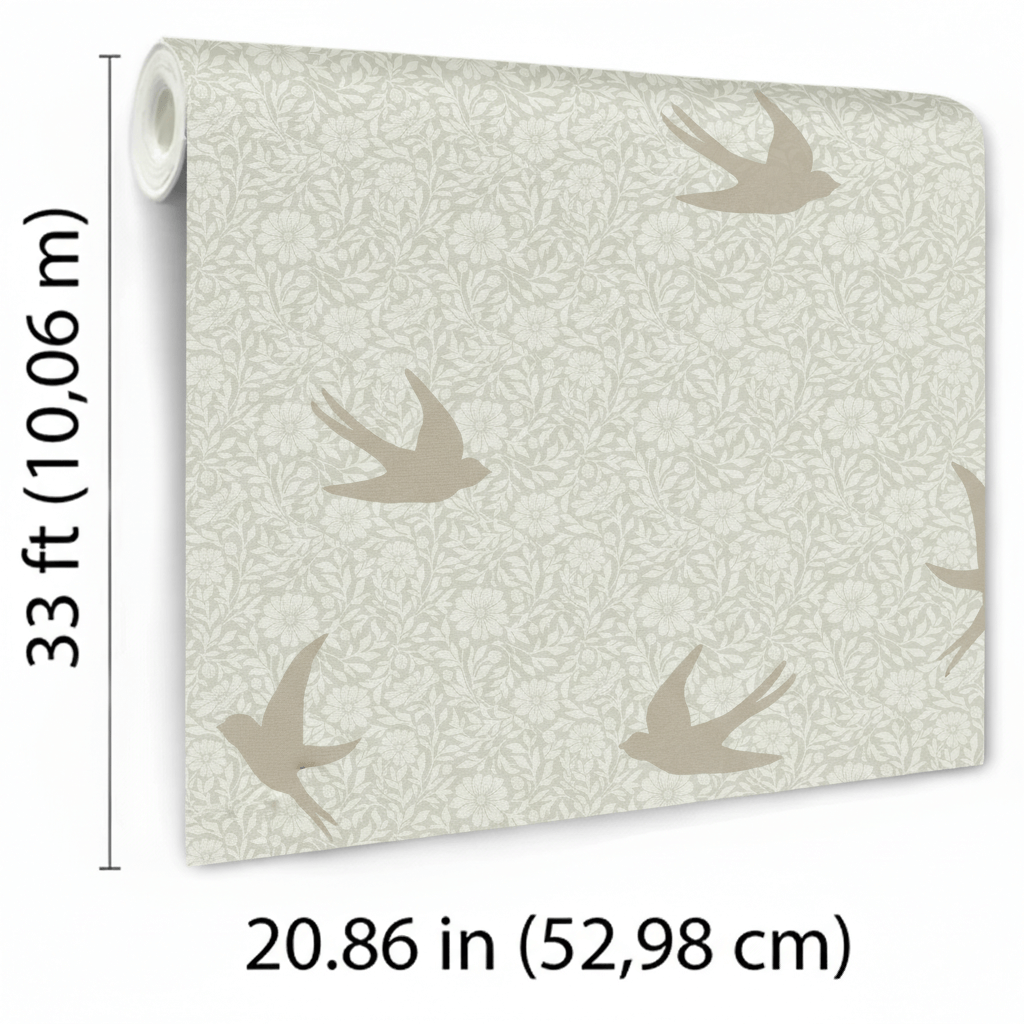Veer Decor Sparrow Silhouettes Green Wallpaper
