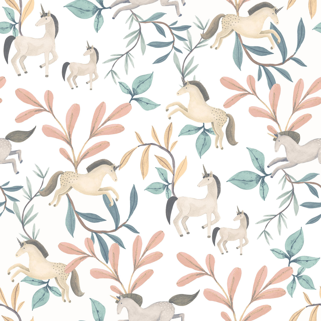 Veer Decor Enchanted Unicorns Green Wallpaper