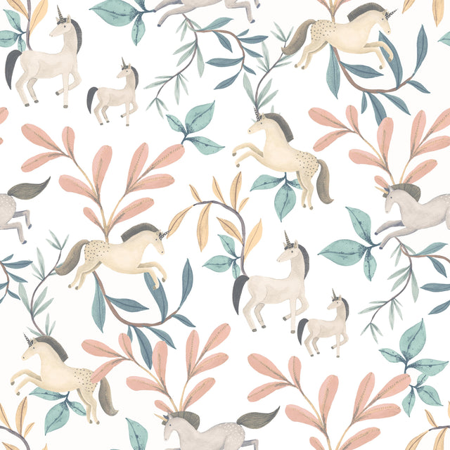 Veer Decor Enchanted Unicorns Green Wallpaper