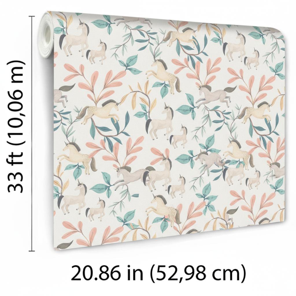 Veer Decor Enchanted Unicorns Green Wallpaper