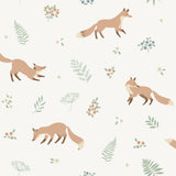 Veer Decor Fox and Fern White Wallpaper