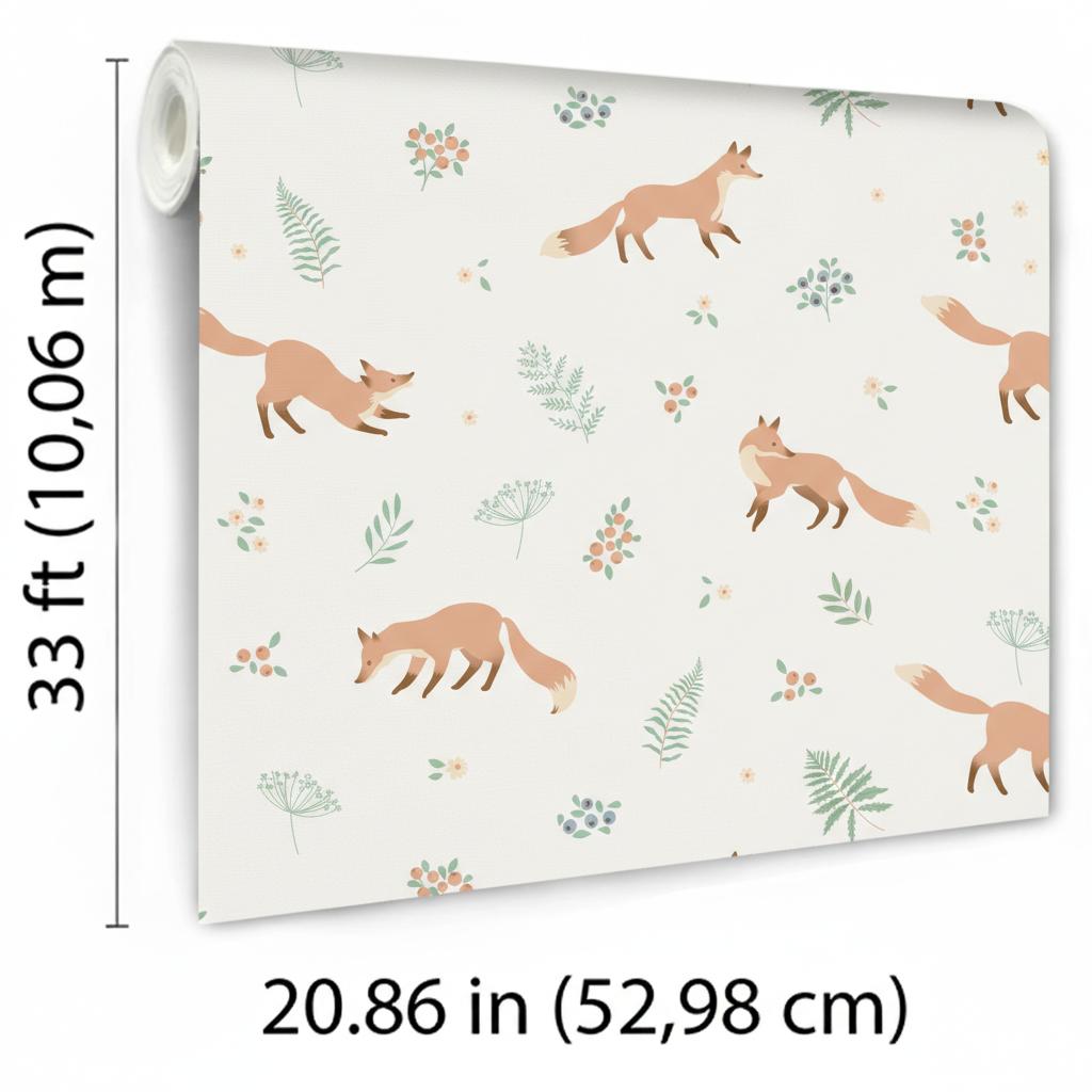 Veer Decor Fox and Fern White Wallpaper