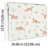 Veer Decor Fox and Fern White Wallpaper