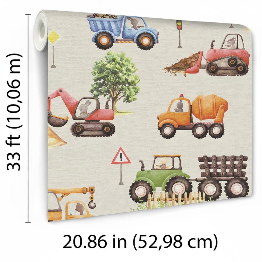 Veer Decor Little Builders Beige Wallpaper