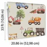 Veer Decor Little Builders Beige Wallpaper