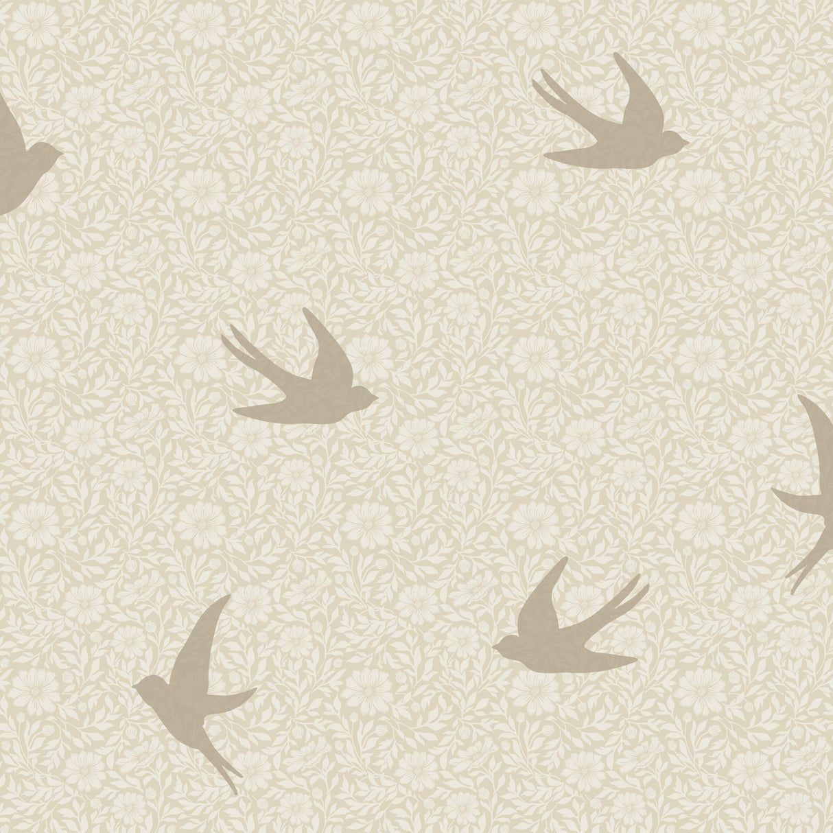 Veer Decor Sparrow Silhouettes Beige Wallpaper