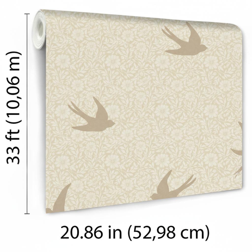 Veer Decor Sparrow Silhouettes Beige Wallpaper