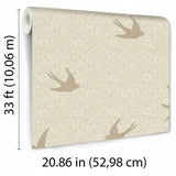 Veer Decor Sparrow Silhouettes Beige Wallpaper