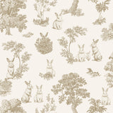 Veer Decor Cottontails Bunny Toile Beige Wallpaper