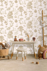 Veer Decor Cottontails Bunny Toile Beige Wallpaper