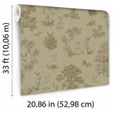 Veer Decor Cottontails Bunny Toile Beige Wallpaper