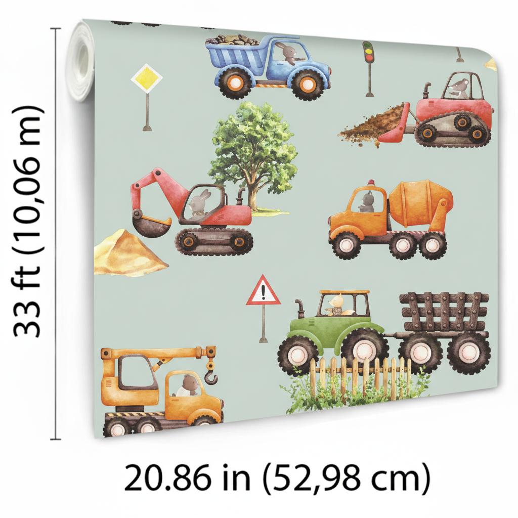 Veer Decor Little Builders Grey Wallpaper