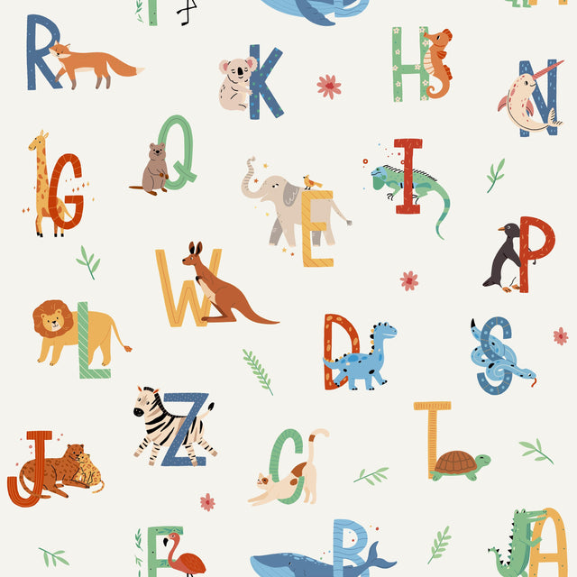 Veer Decor Animal Alphabet Multicolor Wallpaper