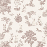 Veer Decor Cottontails Bunny Toile Red Wallpaper