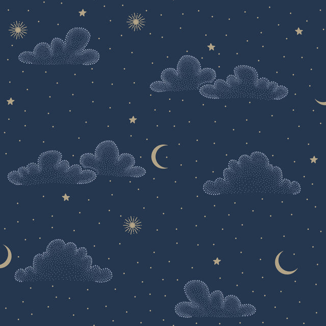 Veer Decor Moonlit Mist Navy Blue Wallpaper
