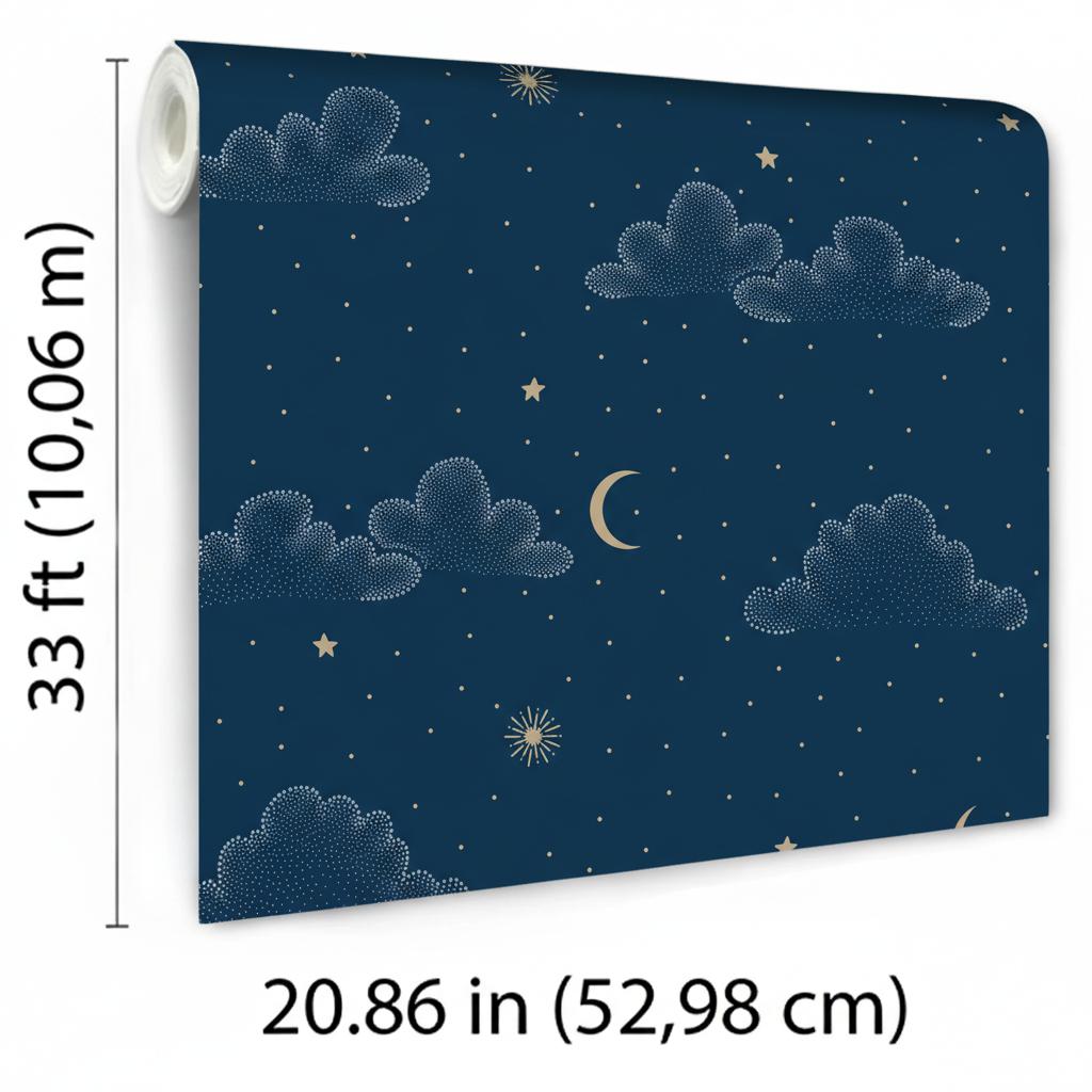 Veer Decor Moonlit Mist Navy Blue Wallpaper