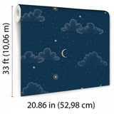 Veer Decor Moonlit Mist Navy Blue Wallpaper