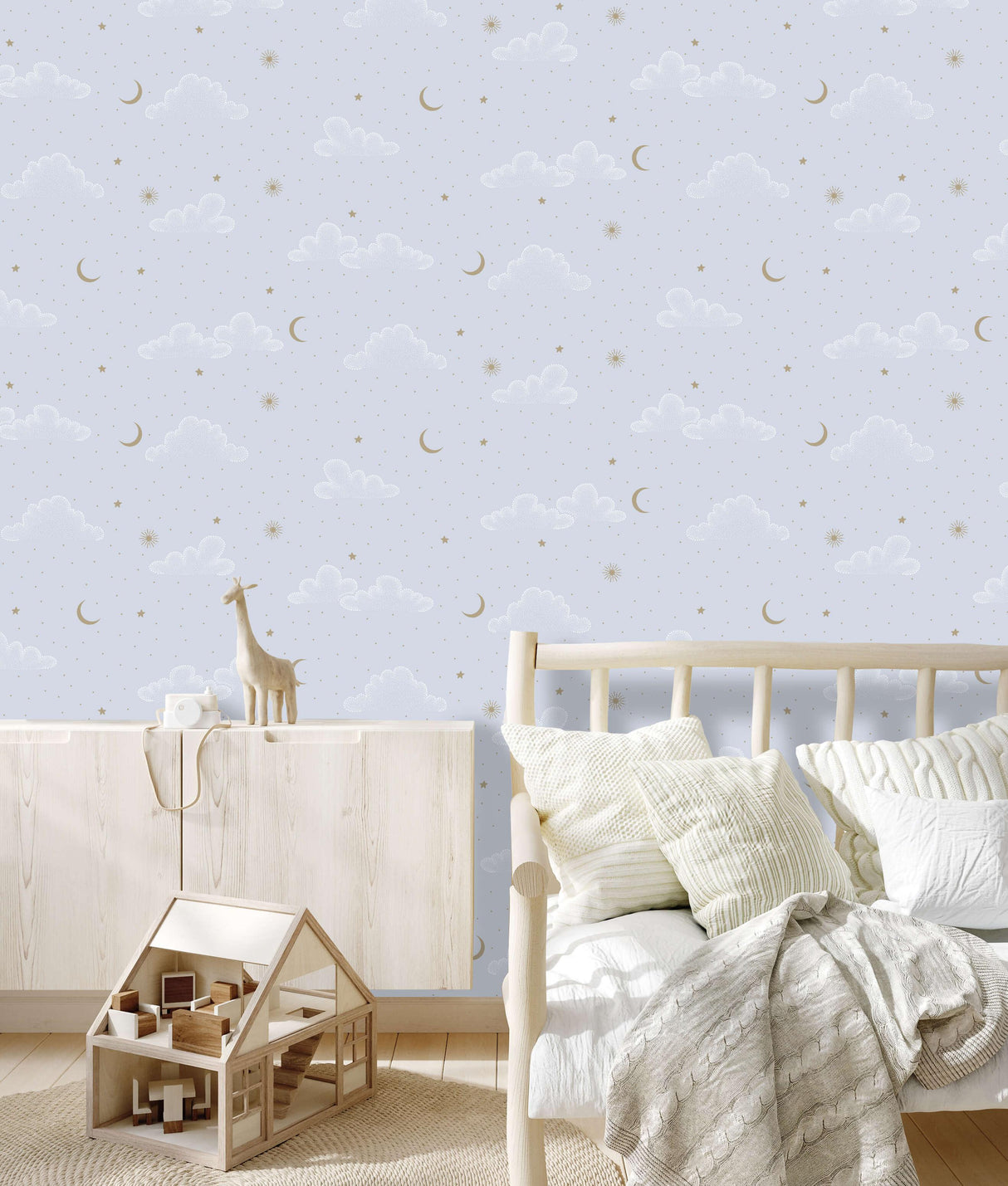 Veer Decor Moonlit Mist Blue Wallpaper