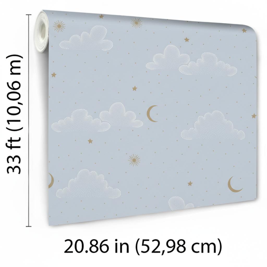 Veer Decor Moonlit Mist Blue Wallpaper