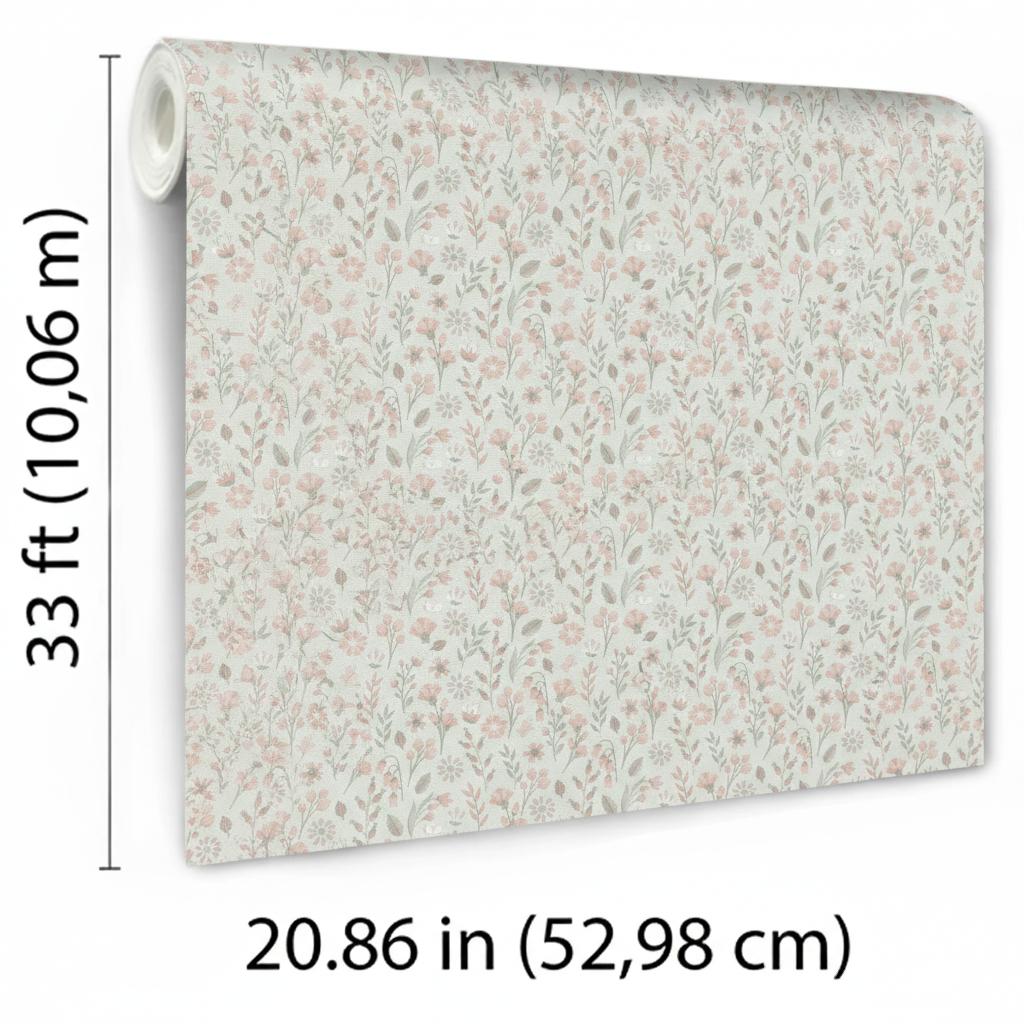 Veer Decor Blushed Meadow Green Wallpaper