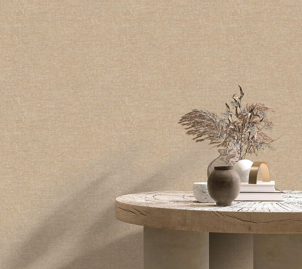 Veer Decor Faux Hemp Texture Taupe Wallpaper