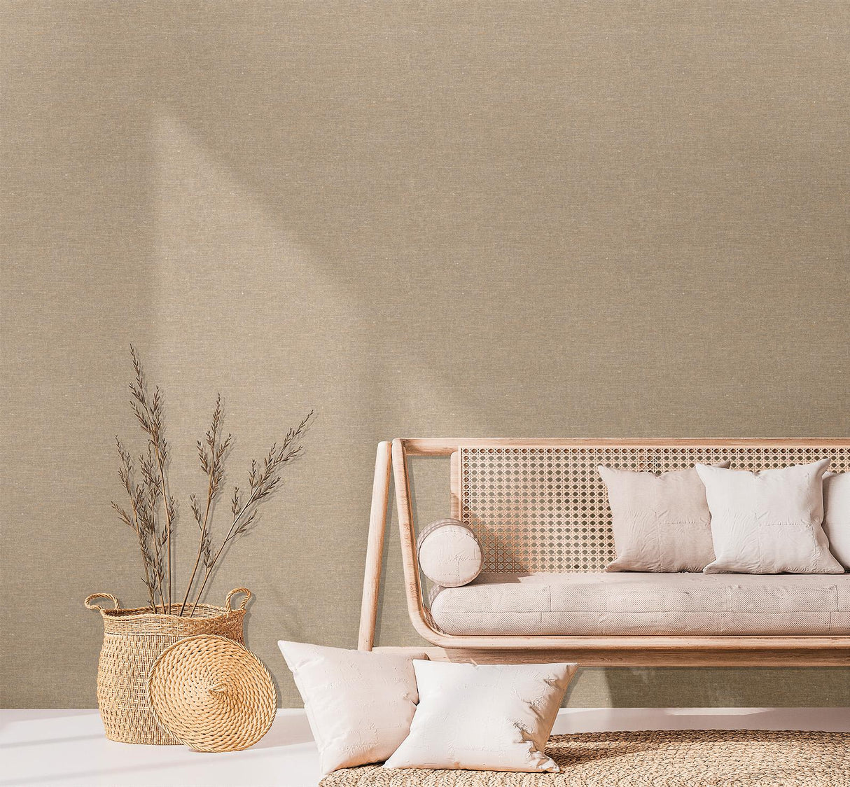 Veer Decor Faux Hemp Texture Ocher Wallpaper