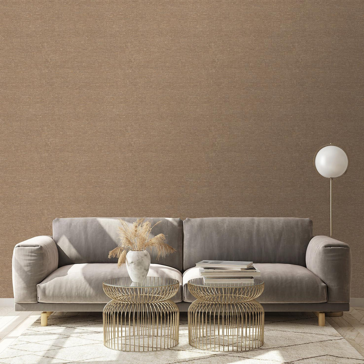 Veer Decor Faux Hemp Texture Imperial Brown Wallpaper