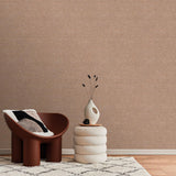 Veer Decor Faux Hemp Texture Carob Brown Wallpaper