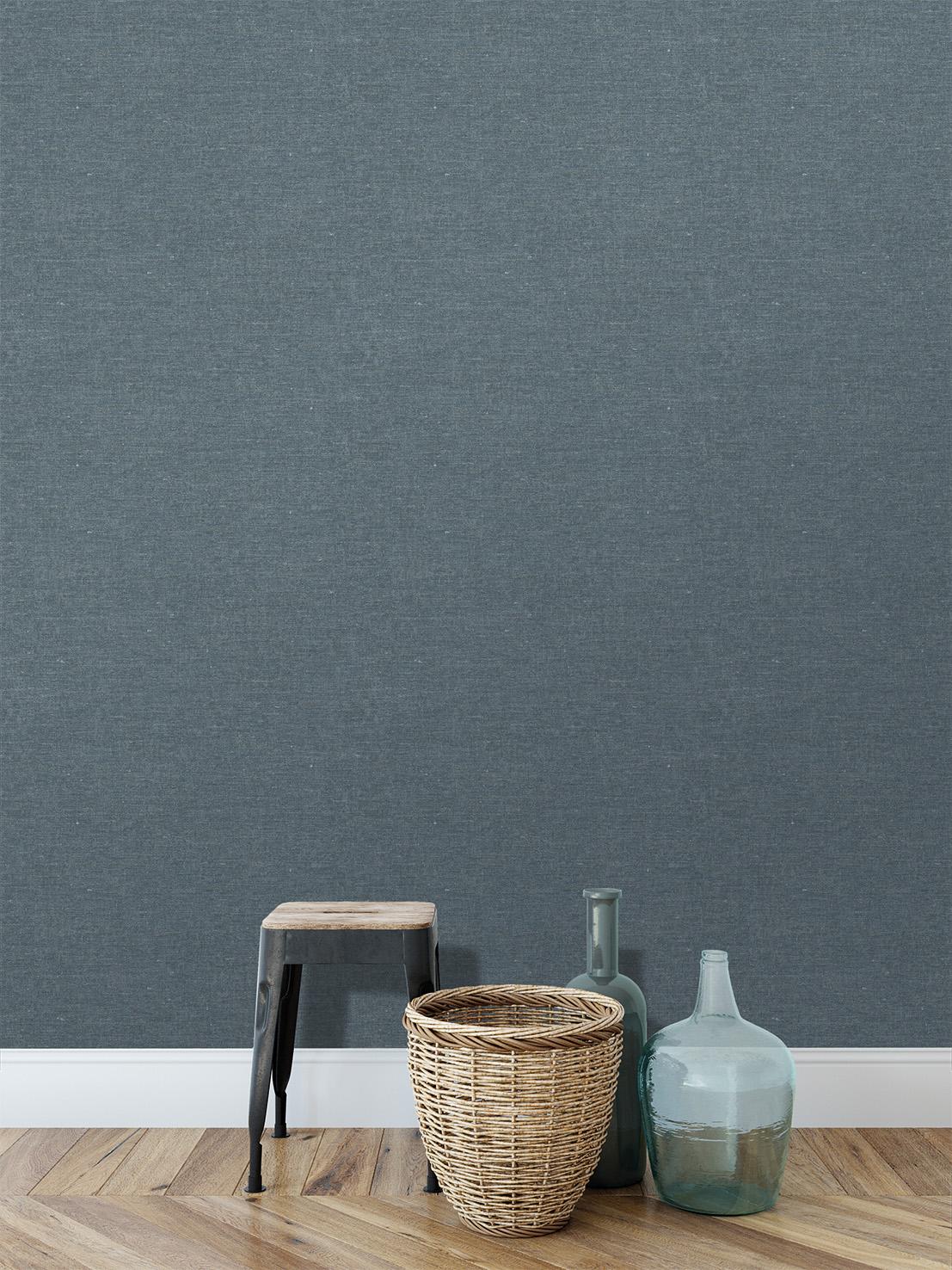 Veer Decor Faux Hemp Texture Blue Fusion Wallpaper