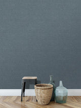 Veer Decor Faux Hemp Texture Blue Fusion Wallpaper