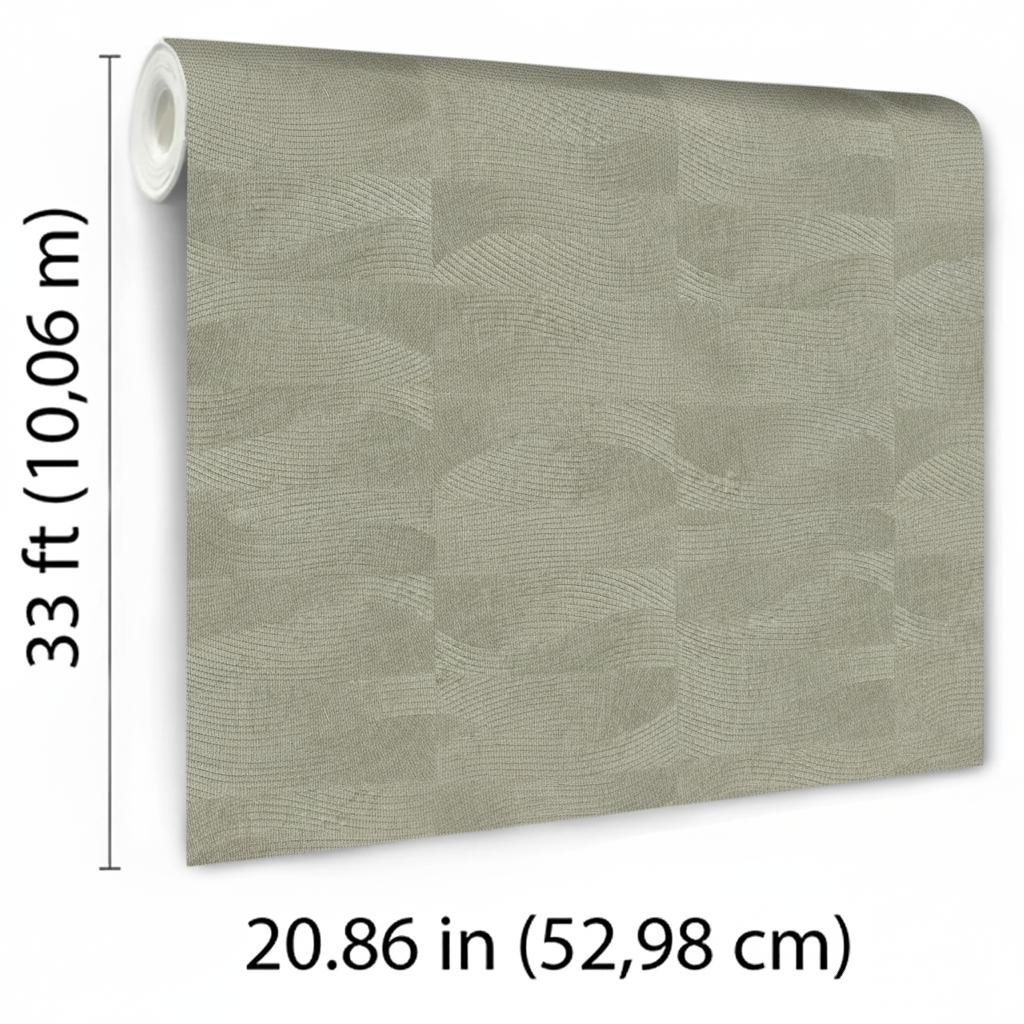 Veer Decor Terra Tide Geo Texture Oil Green Wallpaper
