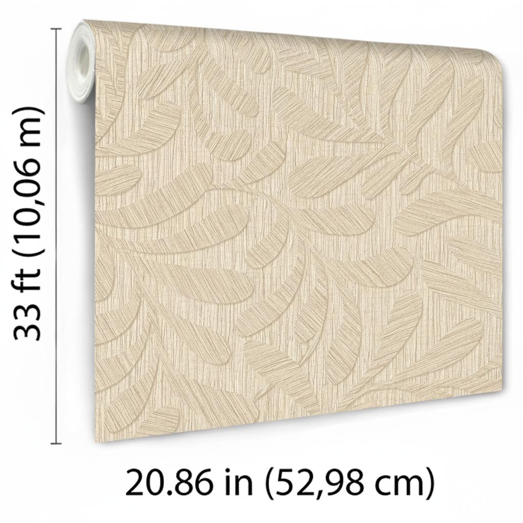 Veer Decor Carved Foliage Natural Wallpaper