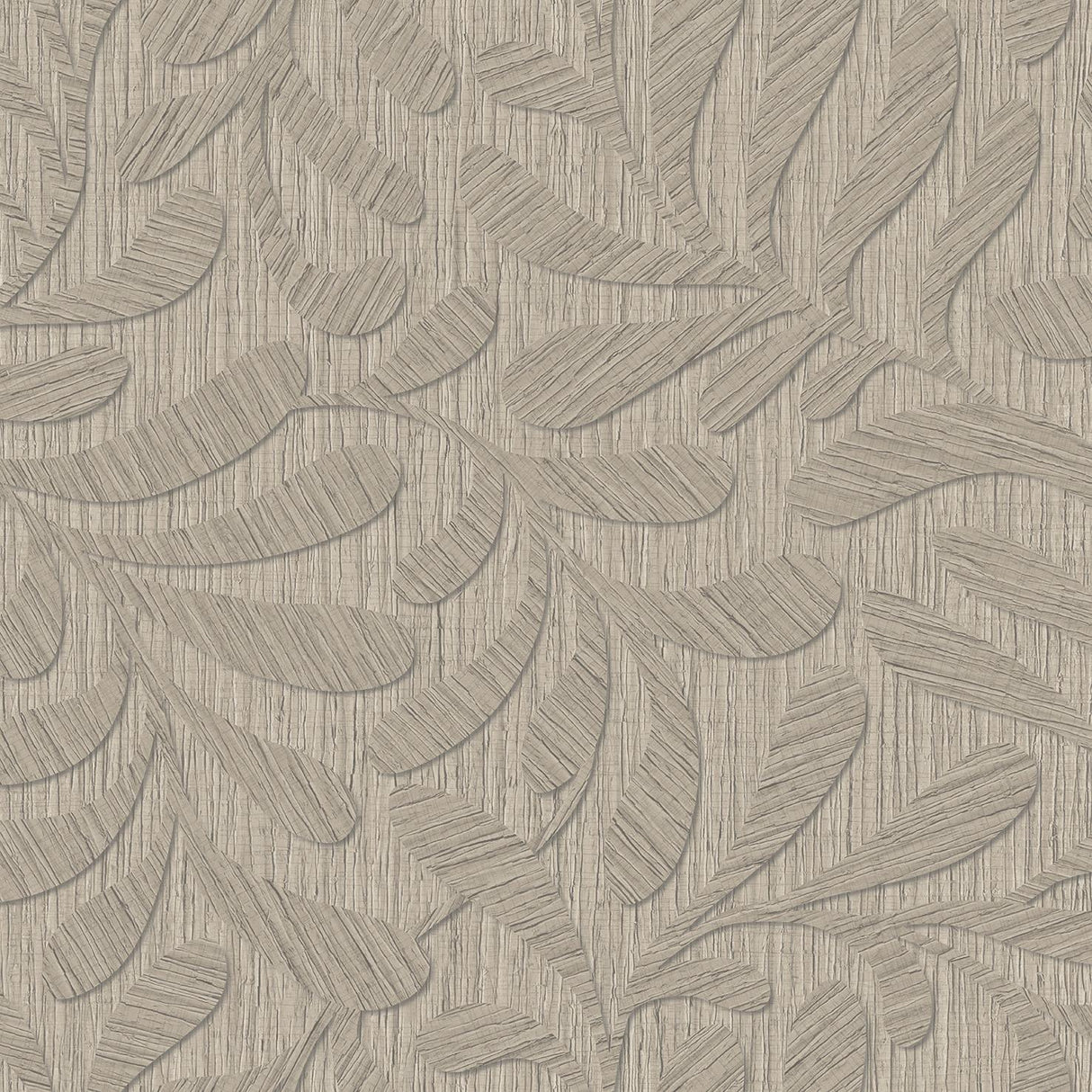 Veer Decor Carved Foliage Warm Grey Wallpaper