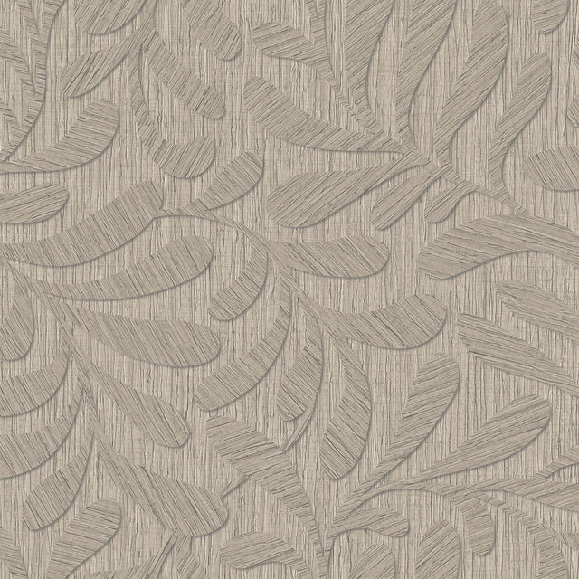 Veer Decor Carved Foliage Warm Grey Wallpaper