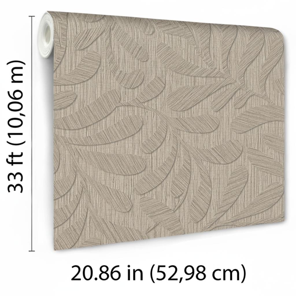 Veer Decor Carved Foliage Warm Grey Wallpaper