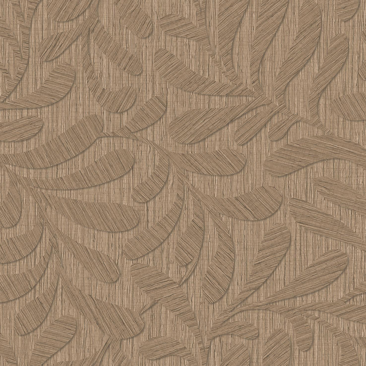 Veer Decor Carved Foliage Chestnut Wallpaper
