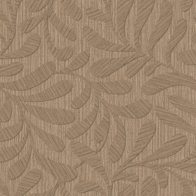 Veer Decor Carved Foliage Chestnut Wallpaper