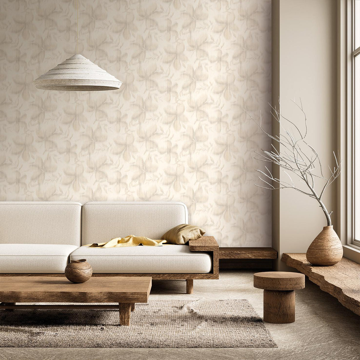 Veer Decor Vellum Leaf Cream Wallpaper
