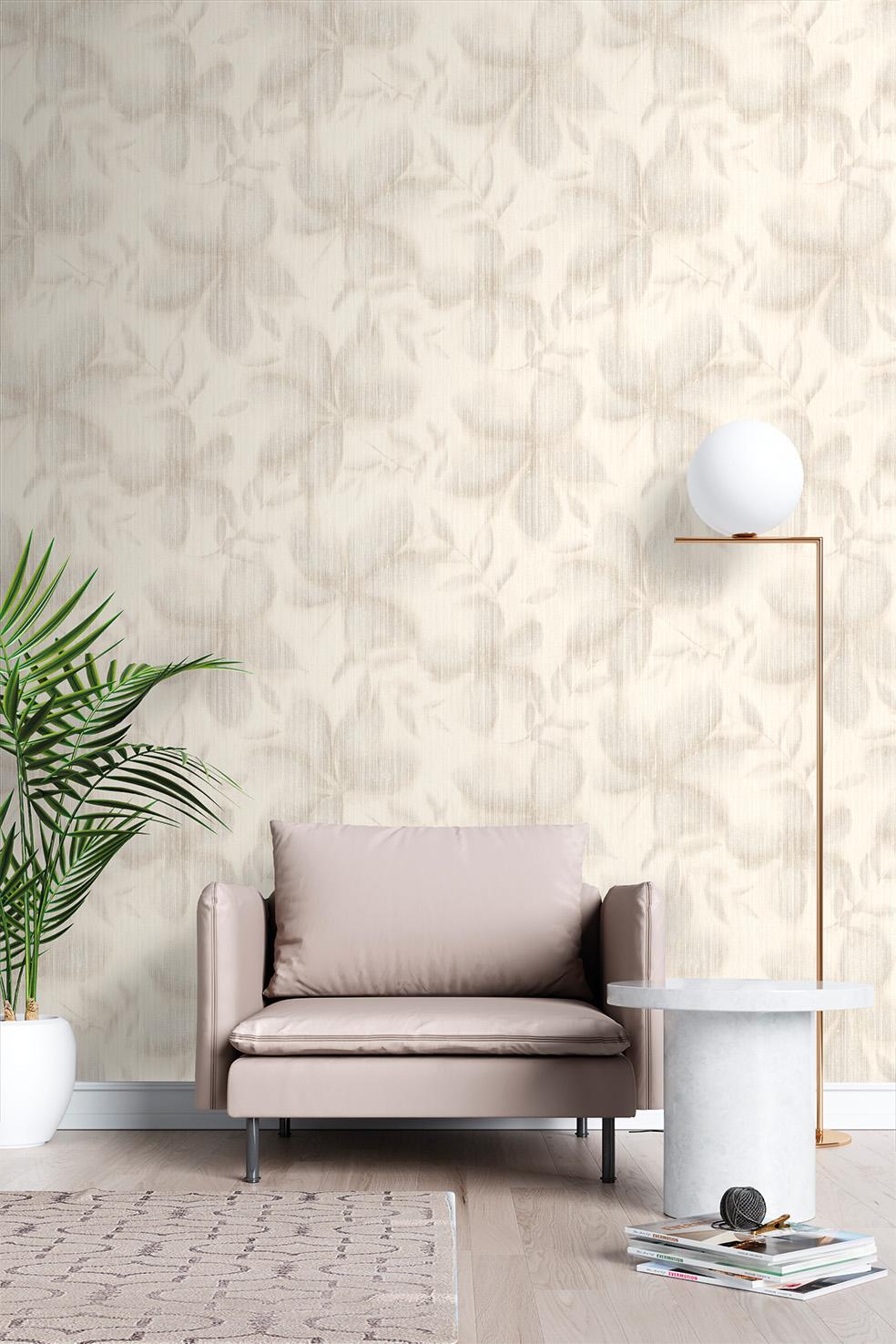 Veer Decor Vellum Leaf Beige Wallpaper
