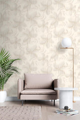 Veer Decor Vellum Leaf Beige Wallpaper
