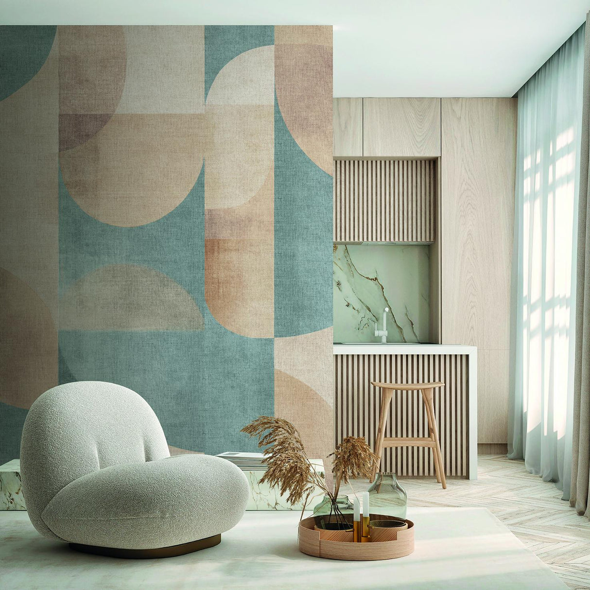 Veer Decor Abstract Arch Blue Fusion Wallpaper Mural
