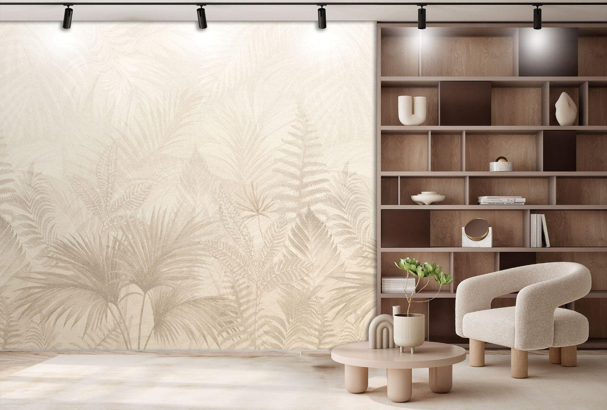 Veer Decor Linen Jungle Greige Wallpaper Mural