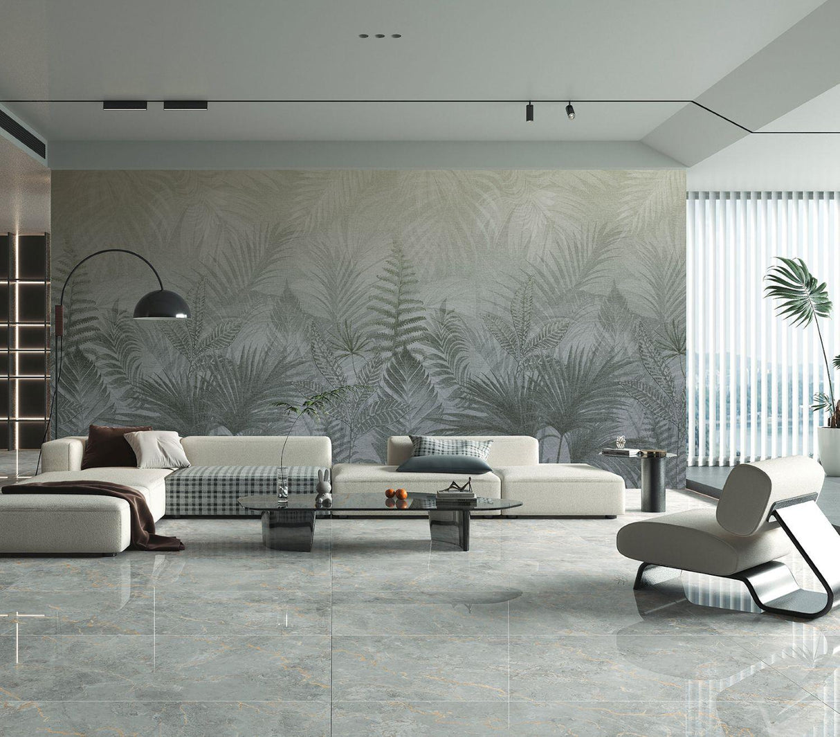 Veer Decor Linen Jungle Blue Fusion Wallpaper Mural