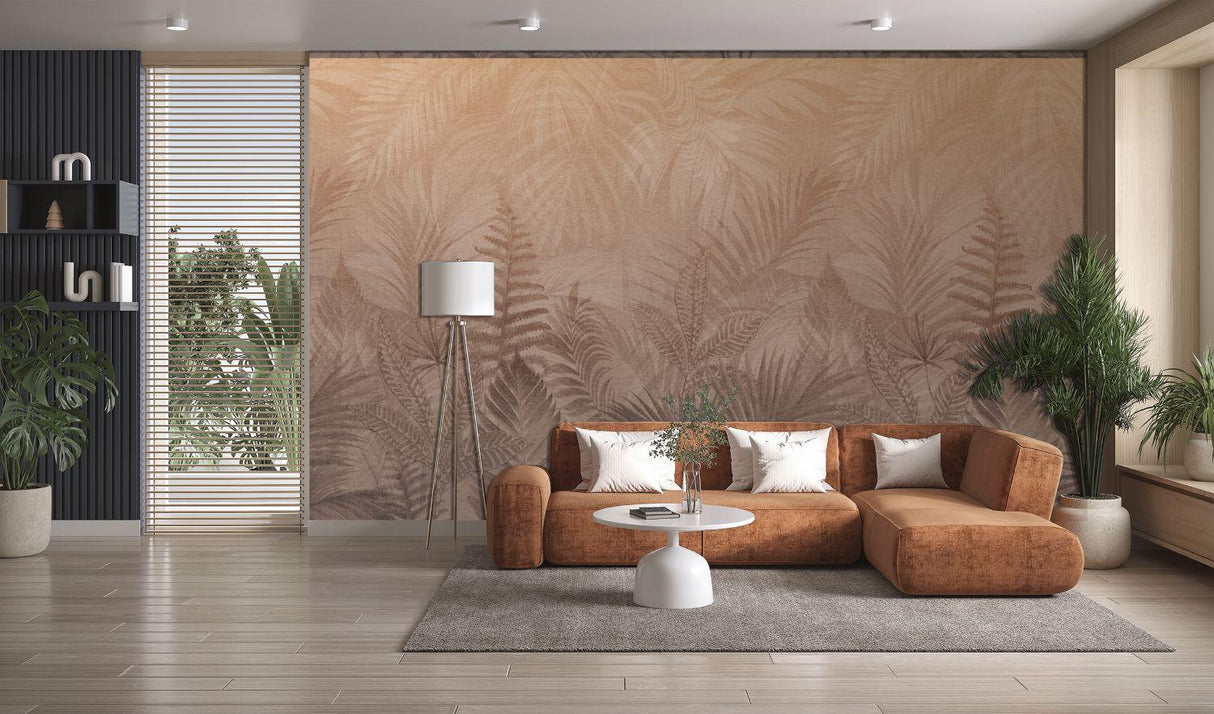 Veer Decor Linen Jungle Terracotta Wallpaper Mural