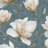 Veer Decor Grand Magnolia Bue Wallpaper